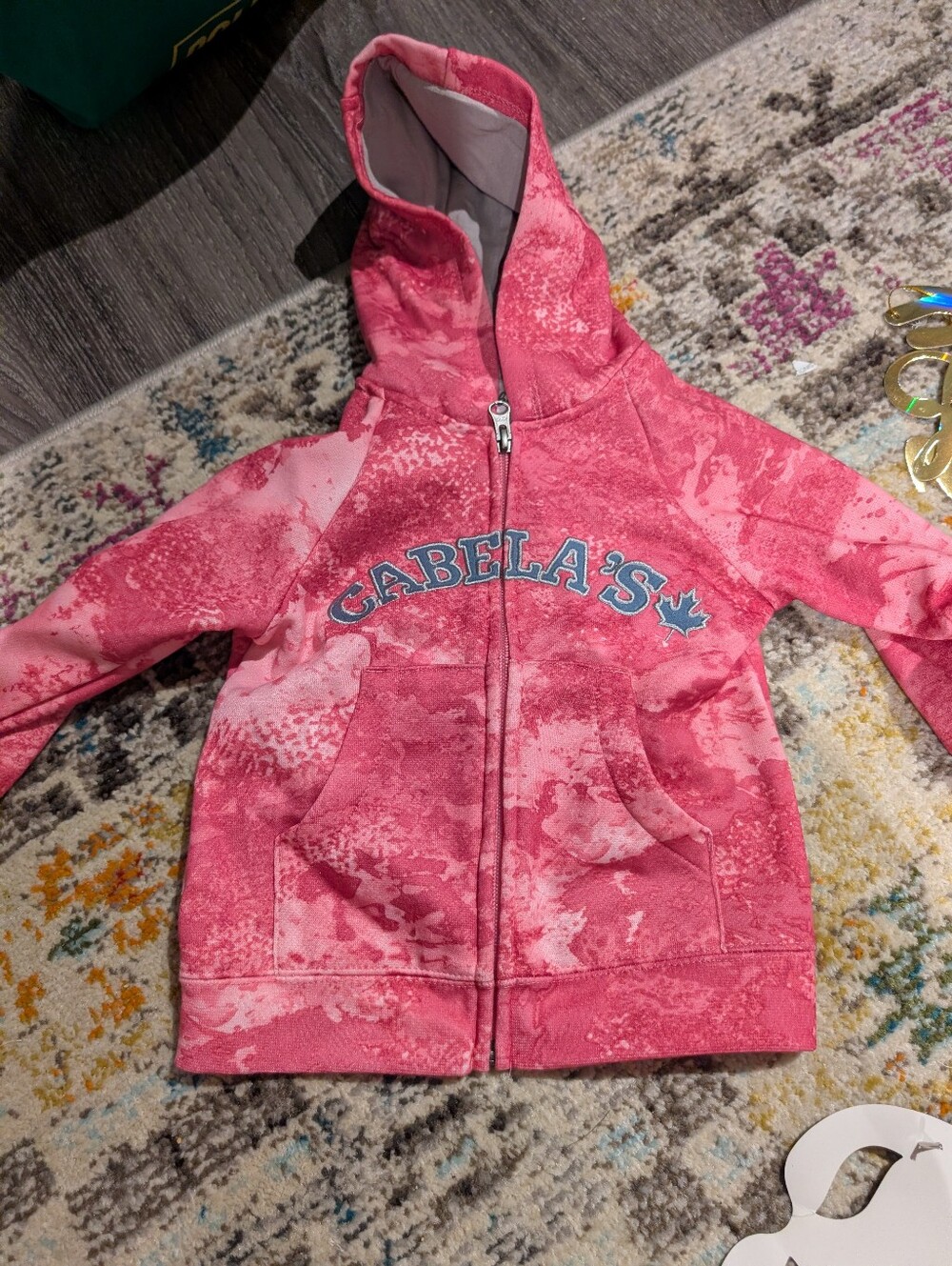 Cabela's Pink Tie-Dye Logo Zip Hoodie 2T
